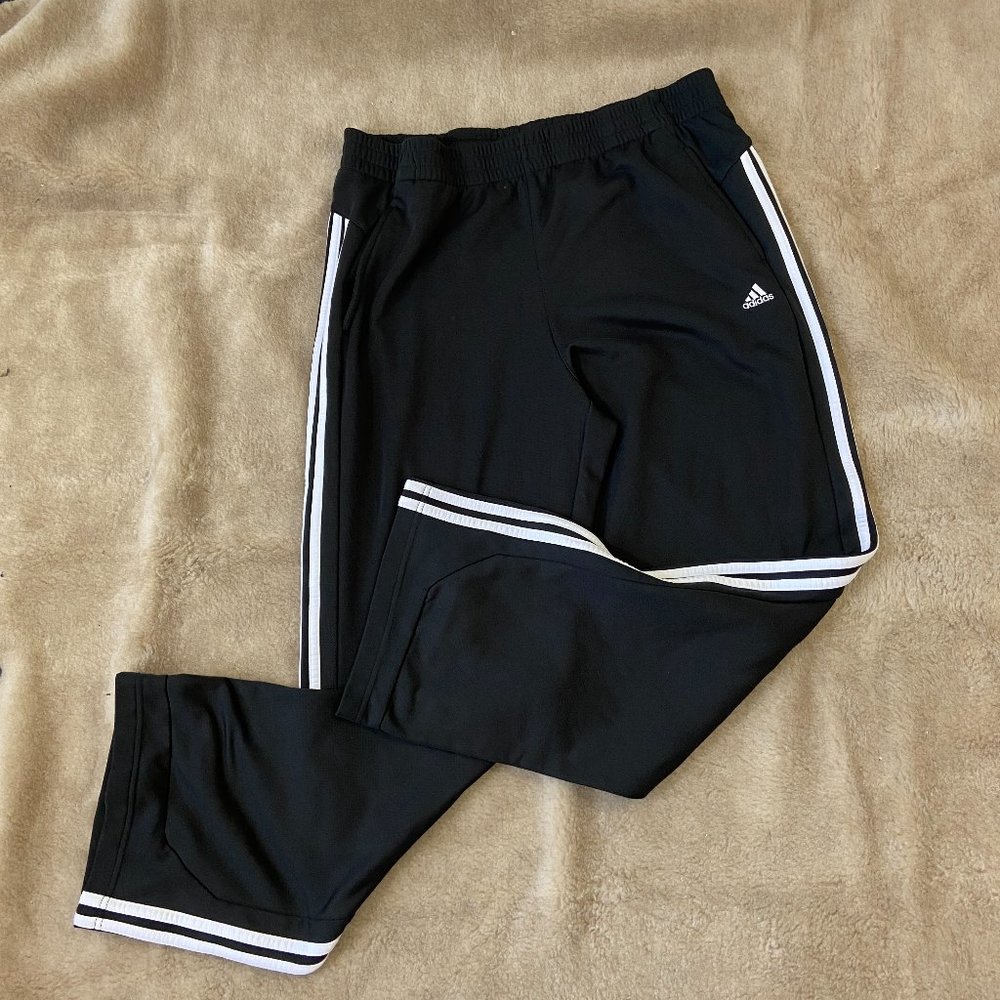 Adidas Clima365 Track Pants Sweatpants Mens XL Black 3 Stripe Lined Joggers